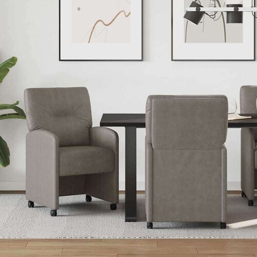 Trpezarijske stolice 2 pcs Siva 57 x 67 x 95 cm Umjetna koža Slike