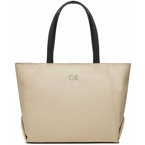 Calvin Klein Jeans Ročna torba Re-Lock Seasonal Shopper_Canvas K60K611446 Dk Ecru PC4