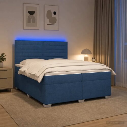  Boxspring krevet s madracem Plava 200 x 200 cm Tkanina - Plava 200 x 200 cm Dizajn linija Slike