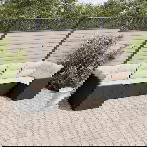 vidaXL 7-dijelni set vrtnih sofa od poliratana s jastucima crni Cijene