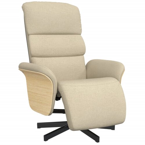 Naslonjač od tkanine s osloncem za noge krem Slike