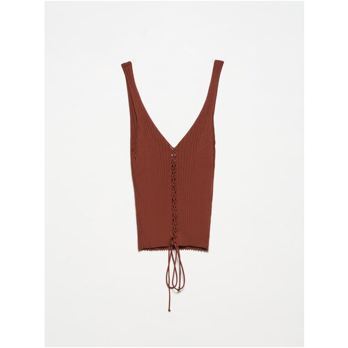 Dilvin 10362 Tie Front Knitwear Undershirt-Chestnut Cijene