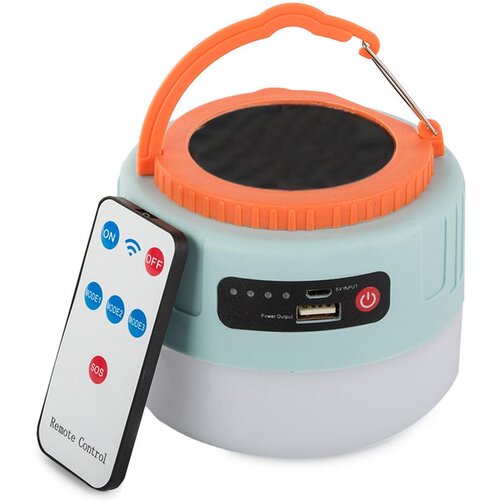  2v1 turistična aku. LED solarna potovalna luč za kampiranje z USB + daljinec Cene