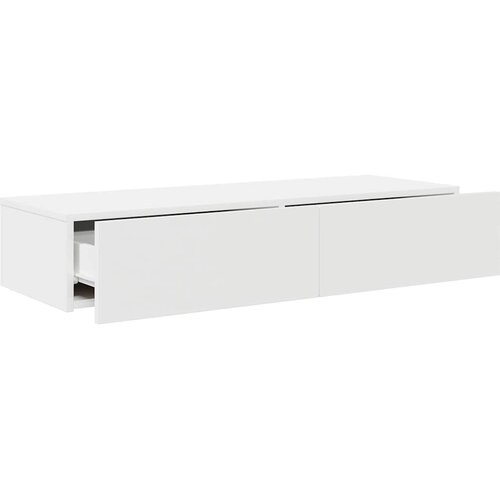  Zidna polica s ladicama bijela 100x36x19 cm izrađeno drvo Slike