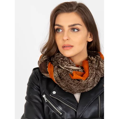 Fashion Hunters Brown scarf with a print