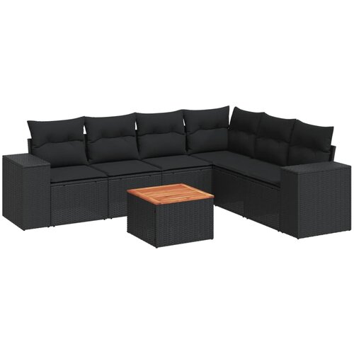 vidaXL 7-dijelni set vrtnih sofa od poliratana s jastucima crni Cene