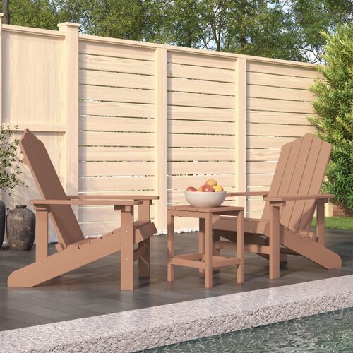 VidaXL Vrtna stola Adirondack z mizico HDPE rjava Slike