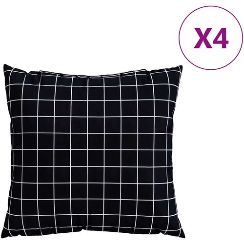  Jastučići za raspr&amp;scaron;enje Kockasto 4 pcs Crna Karirana 50 x 50 cm - Listni uzorak3 50 x 50 cm Slike