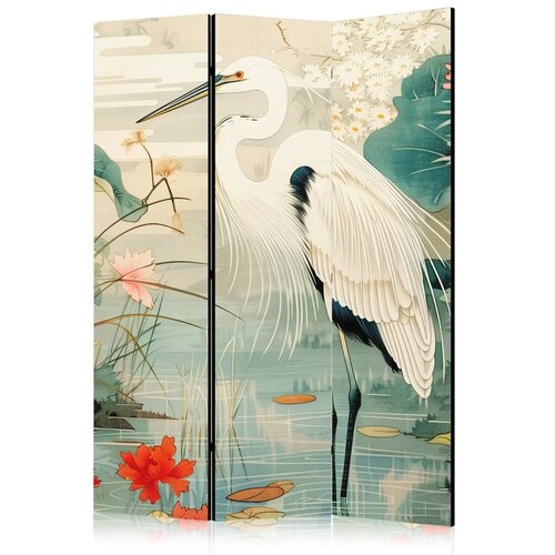 Paravan - By an Asian pond - an illustration in the style of a Japanese engraving depicting a heron 135x172 Akustični Cene