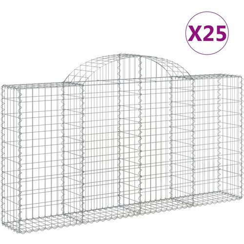  Lučne gabionske ko&amp;scaron;are 25kom 200x30x100/120cm pocinčano željezo Slike