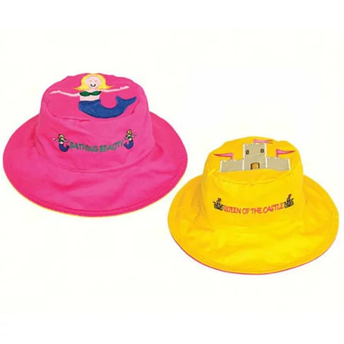 FlapJackKids® obojestranski klobuček z uv zaščito mermaid/sandcastle