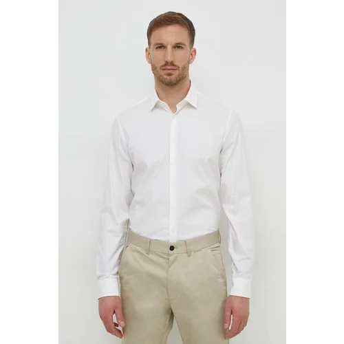 Calvin Klein Košulja za muškarce, boja: bijela, slim, s klasičnim ovratnikom