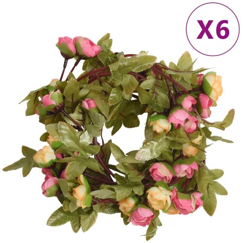 VidaXL Božična cvetlična girlanda 6 kosov roza 215 cm, (21415680) Slike
