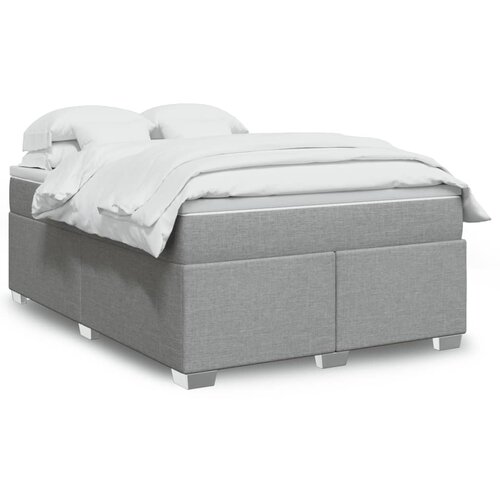 VidaXL Krevet box spring s madracem svjetlosiva 160x200 cm tkanina Slike