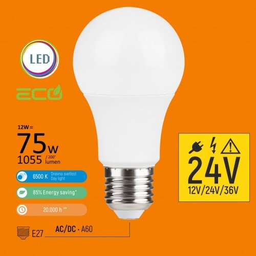 Mitea Lighting E27 12V/24V/36V 12W A60 6500K led eco sijalica ac/dc Slike