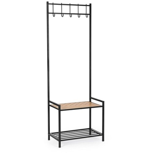YES EVERYDAY Crna/u prirodnoj boji metalna zidna vje&scaron;alica s policom 64,5 cm Haldor &ndash; Cijene