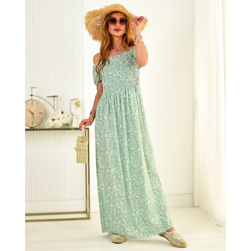 Resti Green women's maxi dress with floral print- Clothing Cene