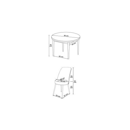 Hanah home tor - white, khaki whitekhaki dining table & chairs set (5 pieces) Cene