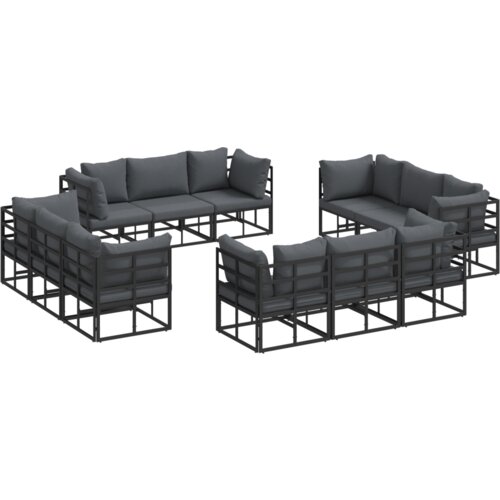 vidaXL Vrtna sedežna garnitura 12 pcs Črna 213 x 71.5 x 71 cm Aluminij Cene