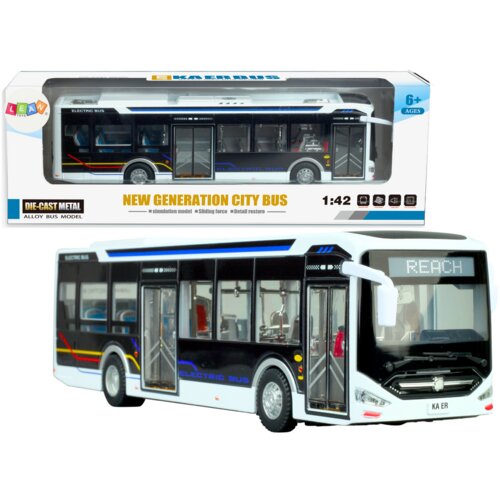 Electric City Bus 1:42 Metal Lights White Cene