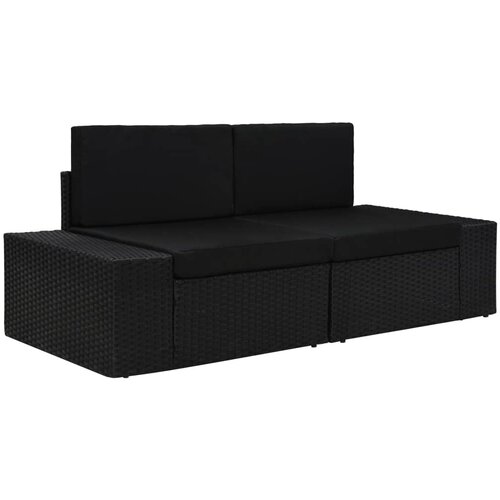  Modularni dvosjed od poliratana crni Cijene