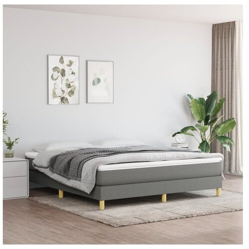  Box spring postelja z vzmetnico temno siva 180x200 cm blago Cene