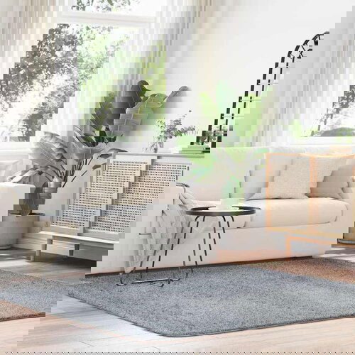 VidaXL Ko&amp;scaron;ata preproga srebrno siva 200x200 cm poliester Slike