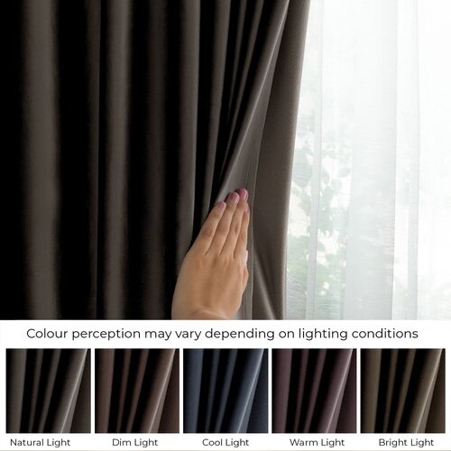 Restilo Smeđa zavjesa za djelomično zamračenje od samta 140x270 cm Eyelets &amp;ndash; Slike