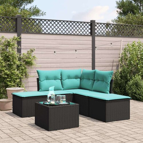  6-dijelni set vrtnih sofa s jastucima crni od poliratana Slike