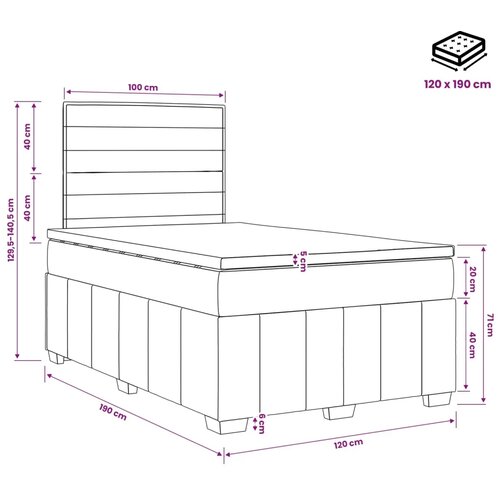  Boxspring krevet s madracem Crna 120 x 190 cm Tkanina - Crna 120 x 190 cm Dizajn linija Slike