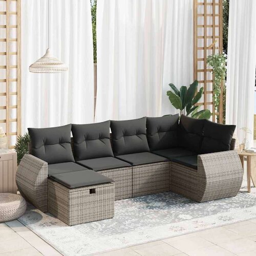 6-dijelni set vrtnih sofa od poliratana s jastucima sivi Cijene