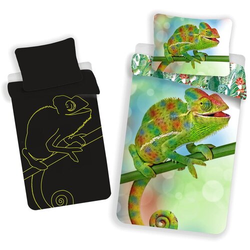 Jerry Fabrics Zelena pamučna dječja posteljina sa svjetlećim efektom za krevet za jednu osobu 140x200 cm Chameleon &amp;ndash; Slike