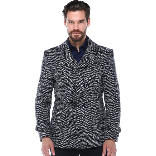 Dewberry K7539 SLIM-FIT MEN'S COAT-PATTERNED NAVY BLUE Slike