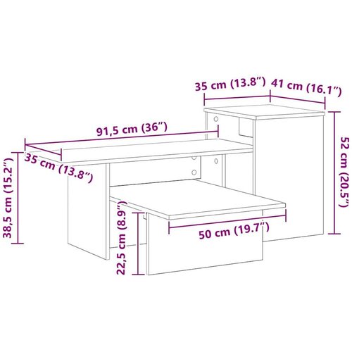  Konzolna stolica Siva Sonoma 80 x 50 x 225 cm Konstruirano drvo Slike