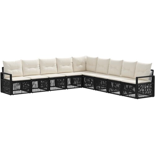 vidaXL Vrtna sedežna garnitura 9 pcs Črna poli ratan, (5000269901) Cene