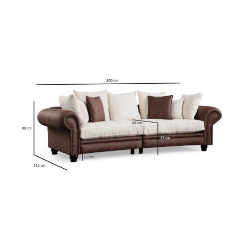 Atelier Del Sofa Trosed Fresno 3, 300x115x80 cm, Smeđe-bijela Slike