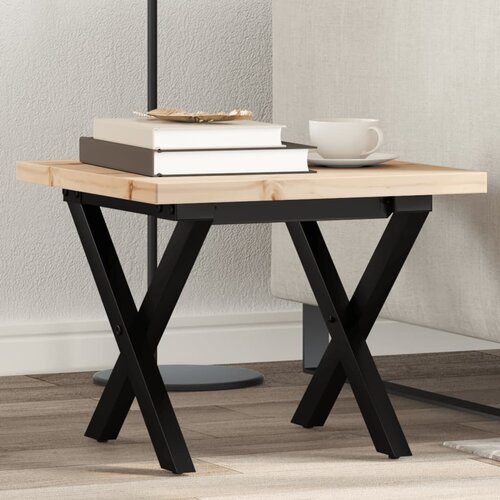 VidaXL Klubska mizica X okvir 40x40x35,5 cm trdna borovina lito železo Slike