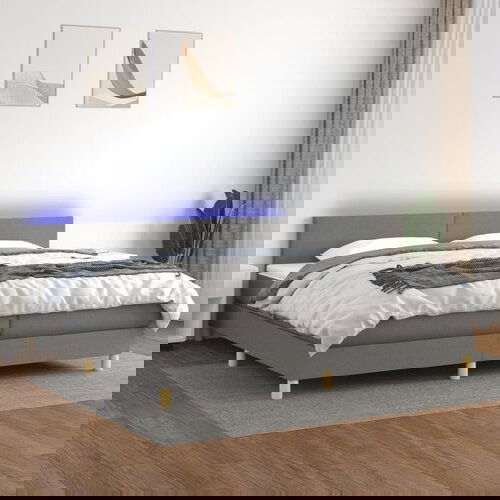 The Living Store Box spring postelja z vzmetnico LED temno siva 200x200 cm blago - Box Spring Postelja, (21517371) Slike