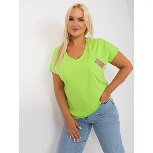 Fashion Hunters Light green women's plus size blouse with applique