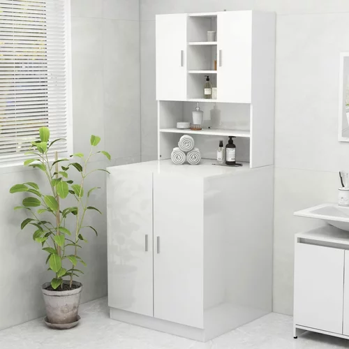 vidaXL Omara za pralni stroj visok sijaj bela 70,5x25,5x90 cm