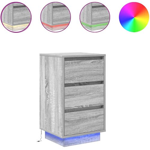 Maison Chic Nočna omarica - Nočna miza z LED svetili Grey Sonoma 38x34x65 cm, (21688337) Slike
