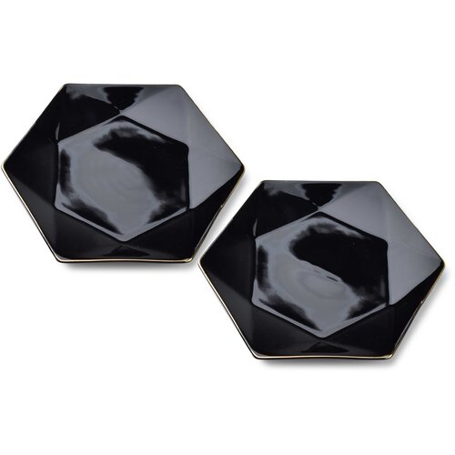 Mondex Ralph Black Set 2 Desertnih Krožnikov 24,5 Cm X 21 Cm X H2 Cm, (21567715) Cene