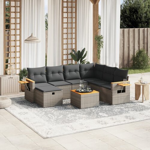 vidaXL 8-dijelni set vrtnih sofa od poliratana s jastucima sivi Cijene