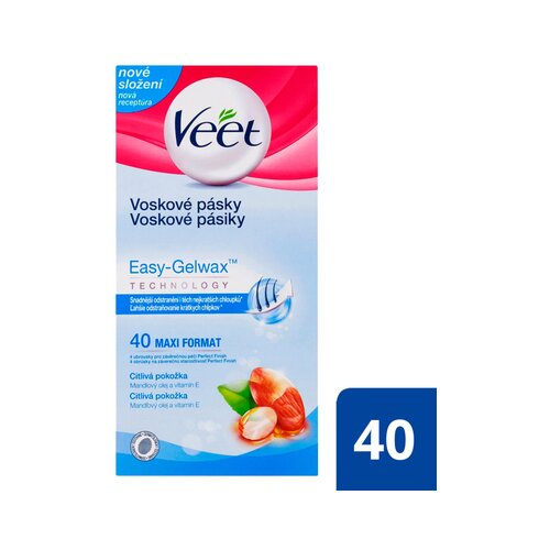 Veet easy-Gel&amp;trade; Wax Strips Body and Legs Sensitive Skin depilacijske trake za tijelo i noge 40 kom za žene Slike