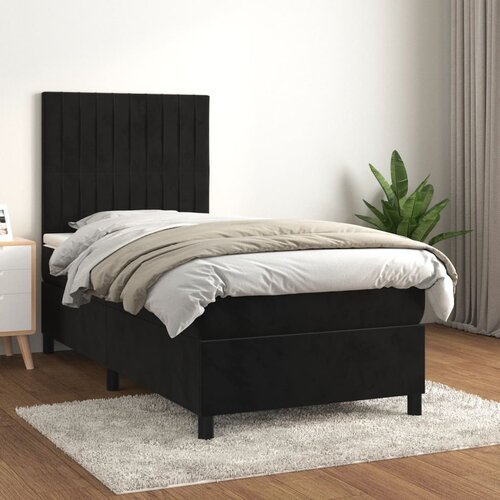 The Living Store Box spring postelja z vzmetnico črna 100x200 cm žamet - Box Spring Postelja, (21490611) Slike