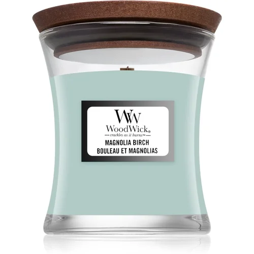 WoodWick Magnolia Birch mirisna svijeća s drvenim fitiljem 85 g