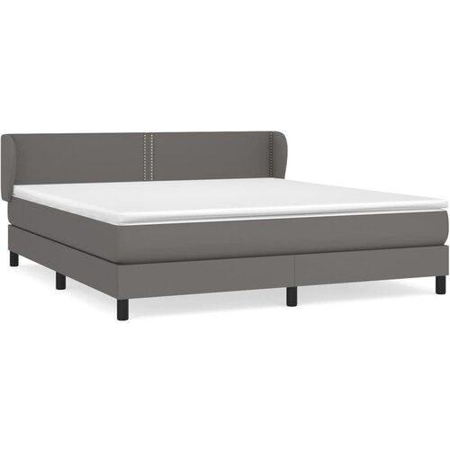 vidaXL Box spring postelja z vzmetnico siv 160x200 cm umetno usnje, (20900332) Cene