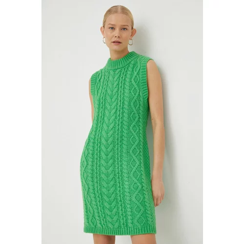 Samsoe Samsoe Vunena haljina boja: zelena, mini, ravna