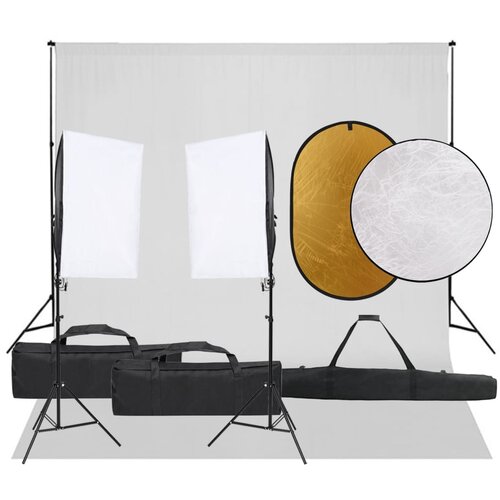 vidaXL komplet za foto studio z lučmi, ozadjem in odbojnikom Cene