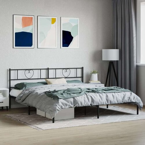 VidaXL metalni okvir za krevet s uzglavljem crni 180x200 cm Slike